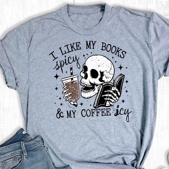 Tops - Books Spicy Coffee Icy Graphic Tee Grey